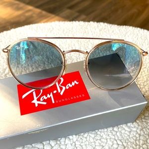 Round double bridge gradient Raybans